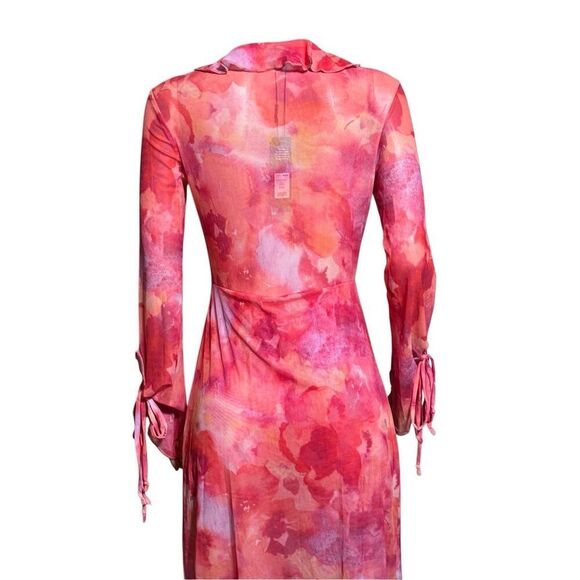 Fashion Nova V neck multicolor front tie mesh skirt M - Picture 3 of 8